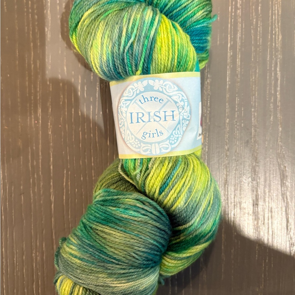 Three Irish Girls Green and Yellow Yarn